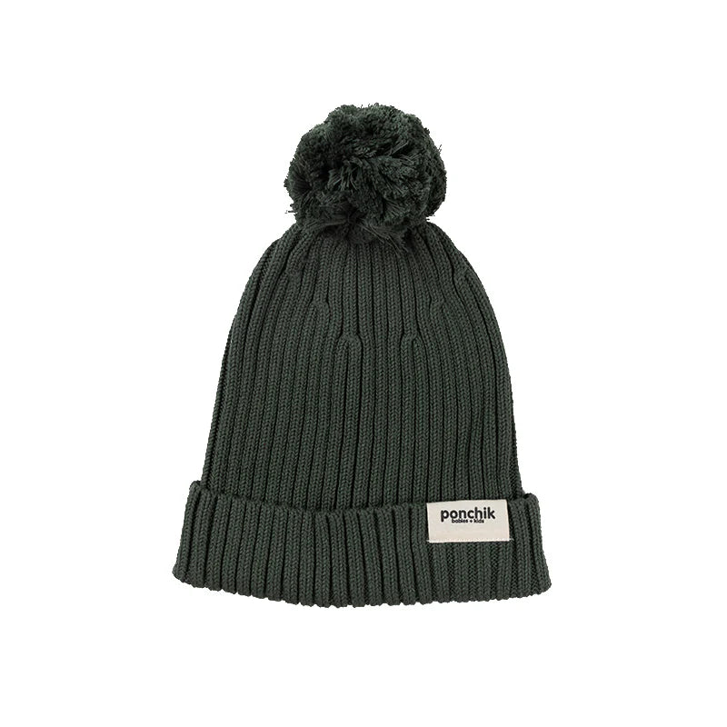 Pom Pom Ribbed Knit Beanie | Pear