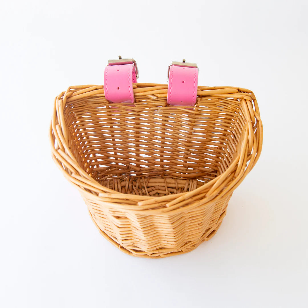 Kids Wicker Bike & Scooter Basket | Pink